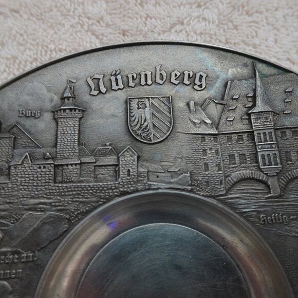 Vintage Zinn-Giesser-Innung 5” Pewter Handwerks Plate Signed Siegel Nurnberg - Picture 3 of 6